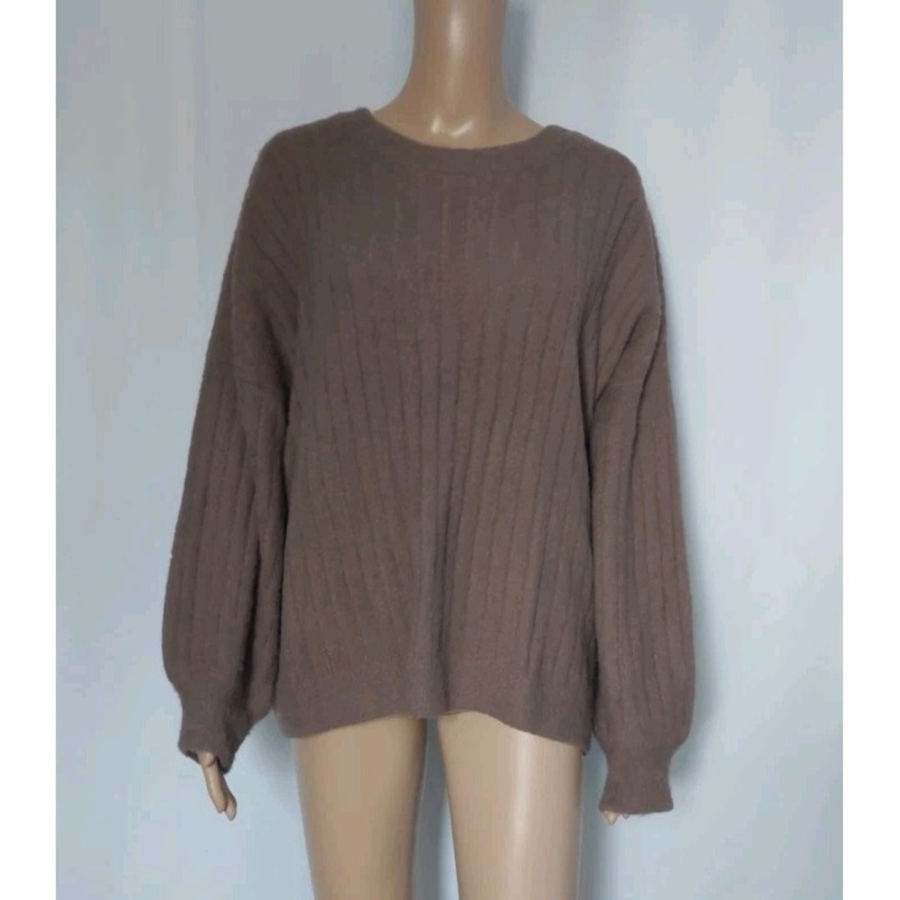 Womens‎ Sweater XXL  Brown Ribbed Nylon Acrylic Fuzzy Knit So Brand Crew Neck